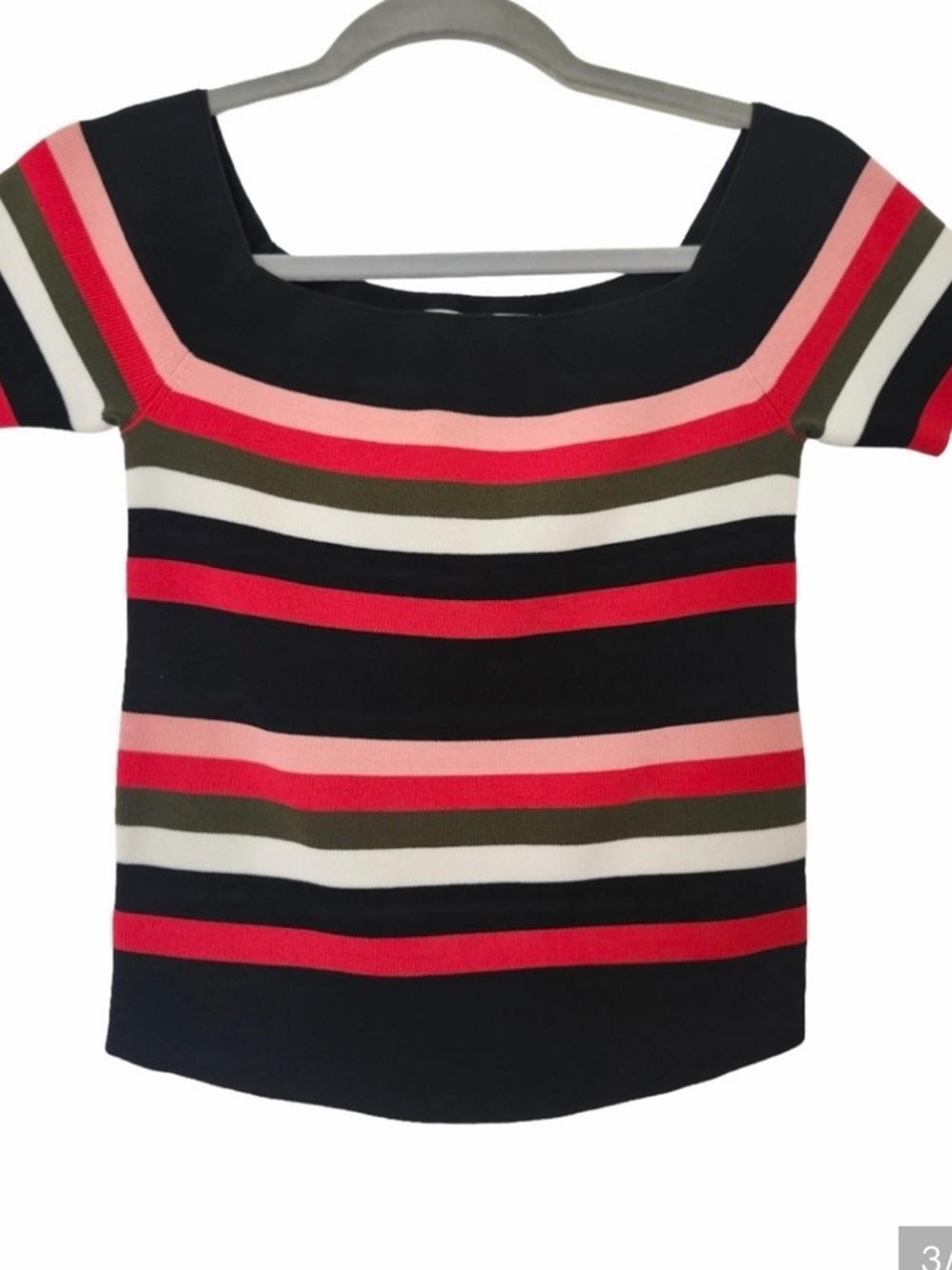 Scripted Striped Off The Shoulder Sweater Crop Top Medium - Picture 2 of 7
